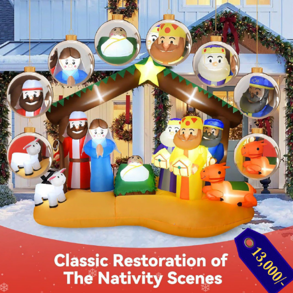 8' L x 4.5' W x 6.5' H INFLATABLE NATIVITY SCENE